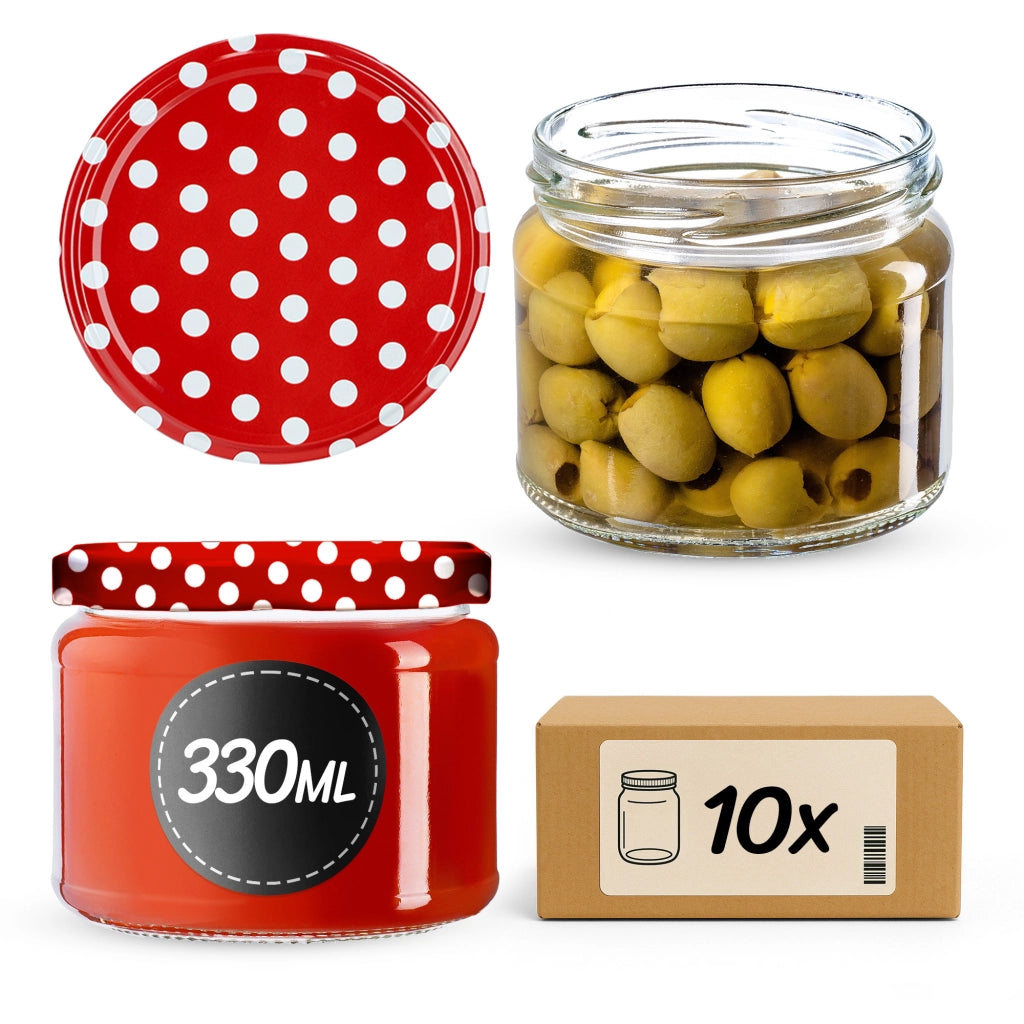 KADAX 10x Barattolo di vetro 330 ml Marmellata di miele Coperchio Fi82