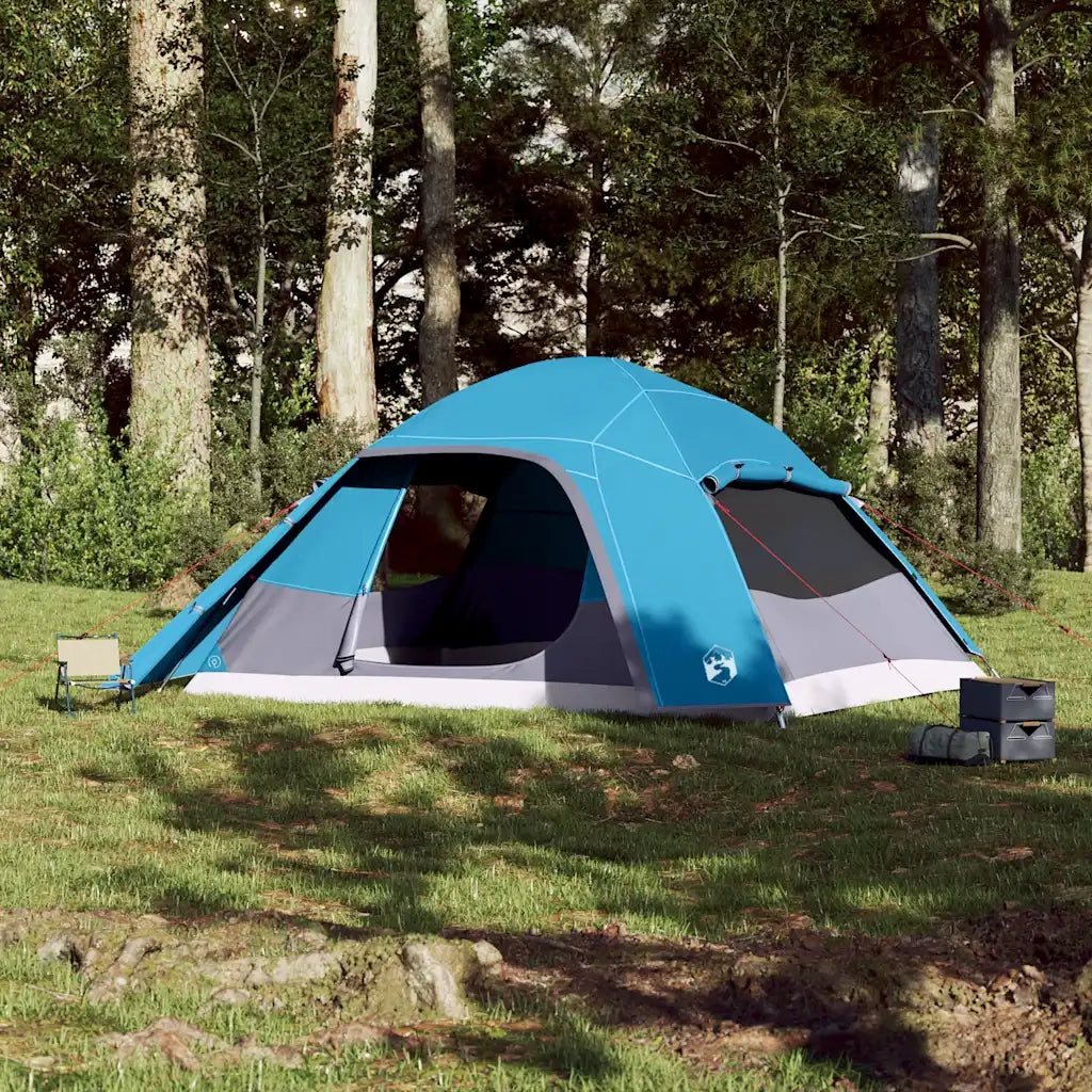 Tenda da Campeggio a Cupola per 4 Persone-Tenda per Escursionismo Blu Impermeabile 427923