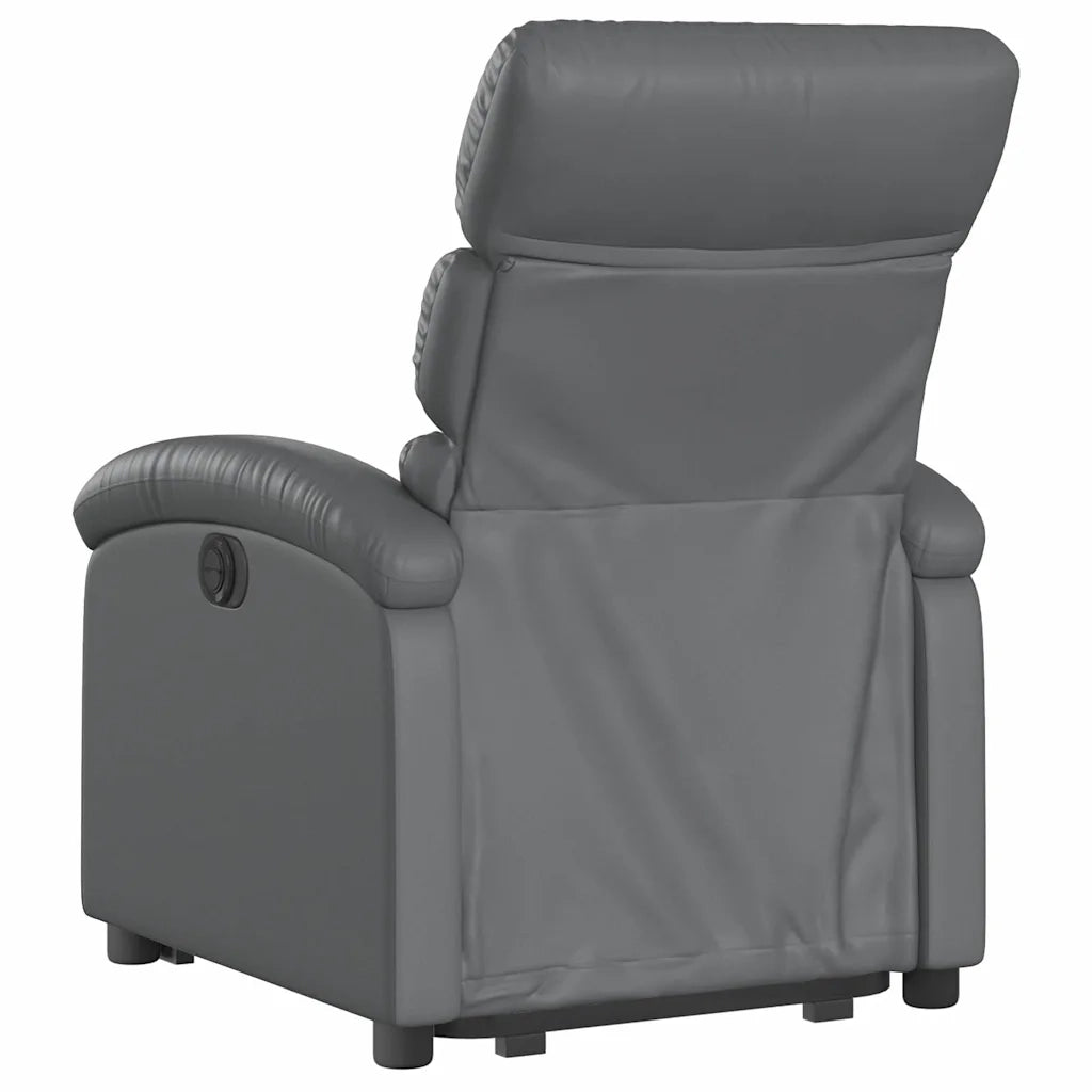 Poltrona | Sedia Relax Alzapersona Reclinabile Grigio in Similpelle