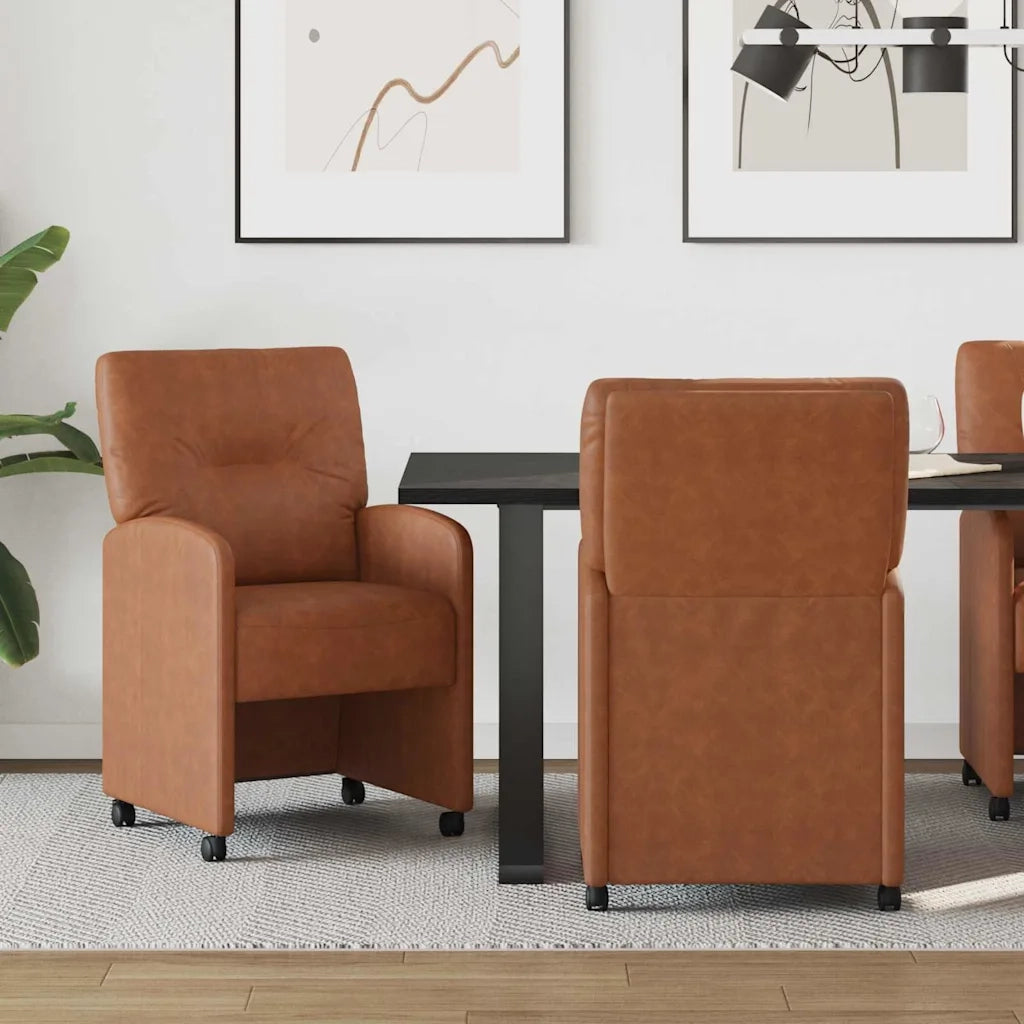 Sedie da Pranzo con Ruote 2 pcs Marrone 57 x 67 x 95 cm 42017840