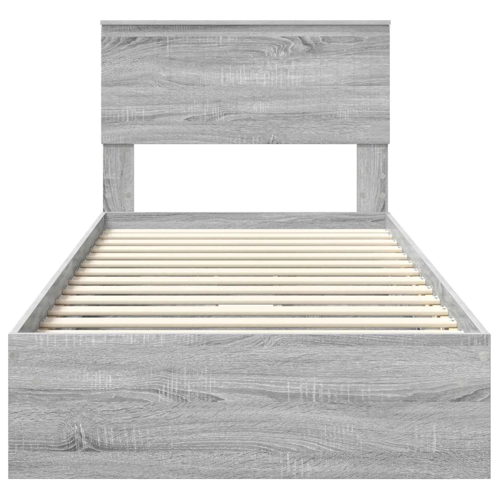 Letto con Contenitore con testiera Grigio Sonoma 90 x 190 cm