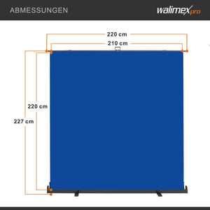 Fondale fotografico a rullo blu 210 x 220 cm, sfondo avvolgibile con supporto, sistema per studi fotografici, pannello ingualcibile per fotografia