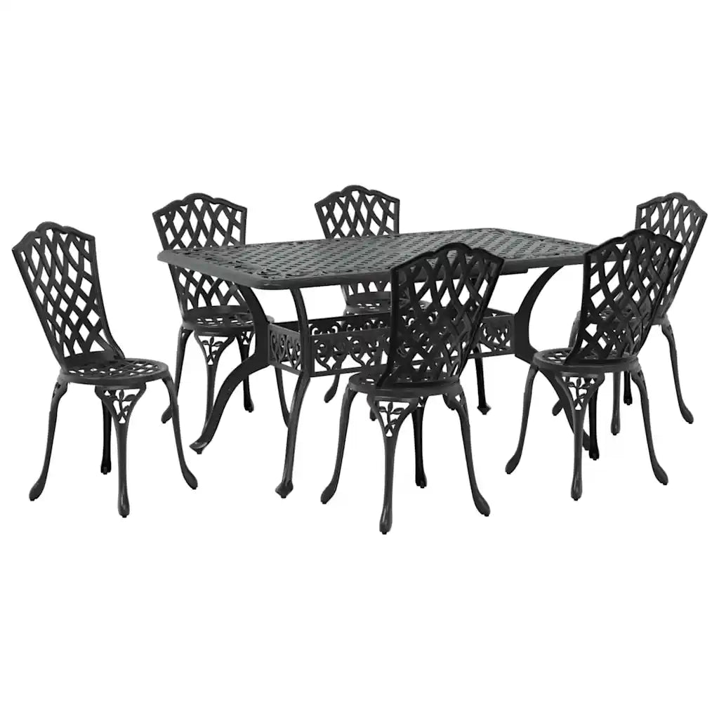 vidaXL Set da Pranzo per Giardino 7 pcs Nero Alluminio