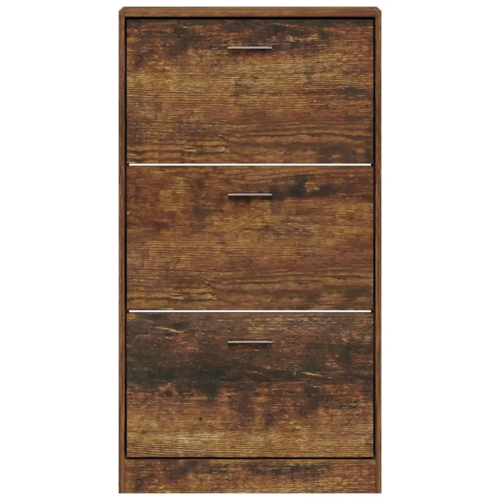 Scarpiera Rovere Fumo 59x17x108 cm in Legno Multistrato 342531
