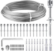 Impianto di sostegno per piante in acciaio inossidabile T316 completo con supporti per parete e corda di 3 mm (16 supporti)