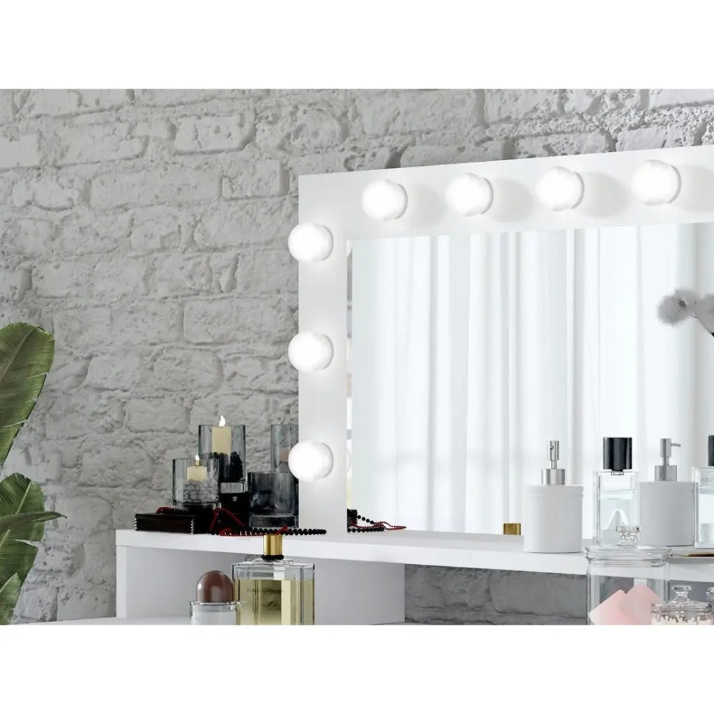 Toeletta design con illuminazione integrata collezione VERSAILLES colore bianco finiture lucide