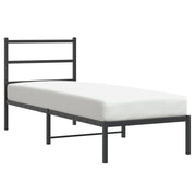 Letto singolo | Letto per adulti | Giroletto con Testiera in Metallo Nero 75x190 cm
