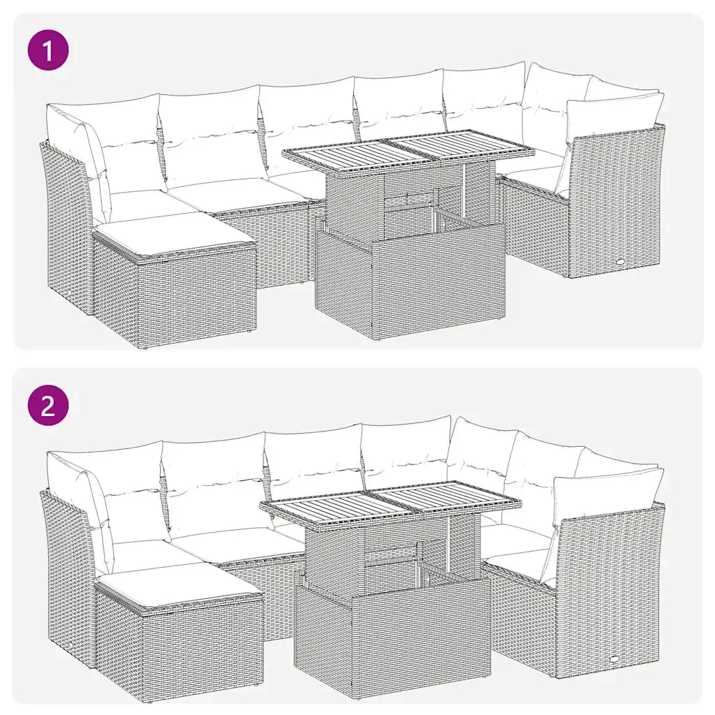 Set Divano da Giardino 8 pz con Cuscini Grigio in Polyrattan 3326959