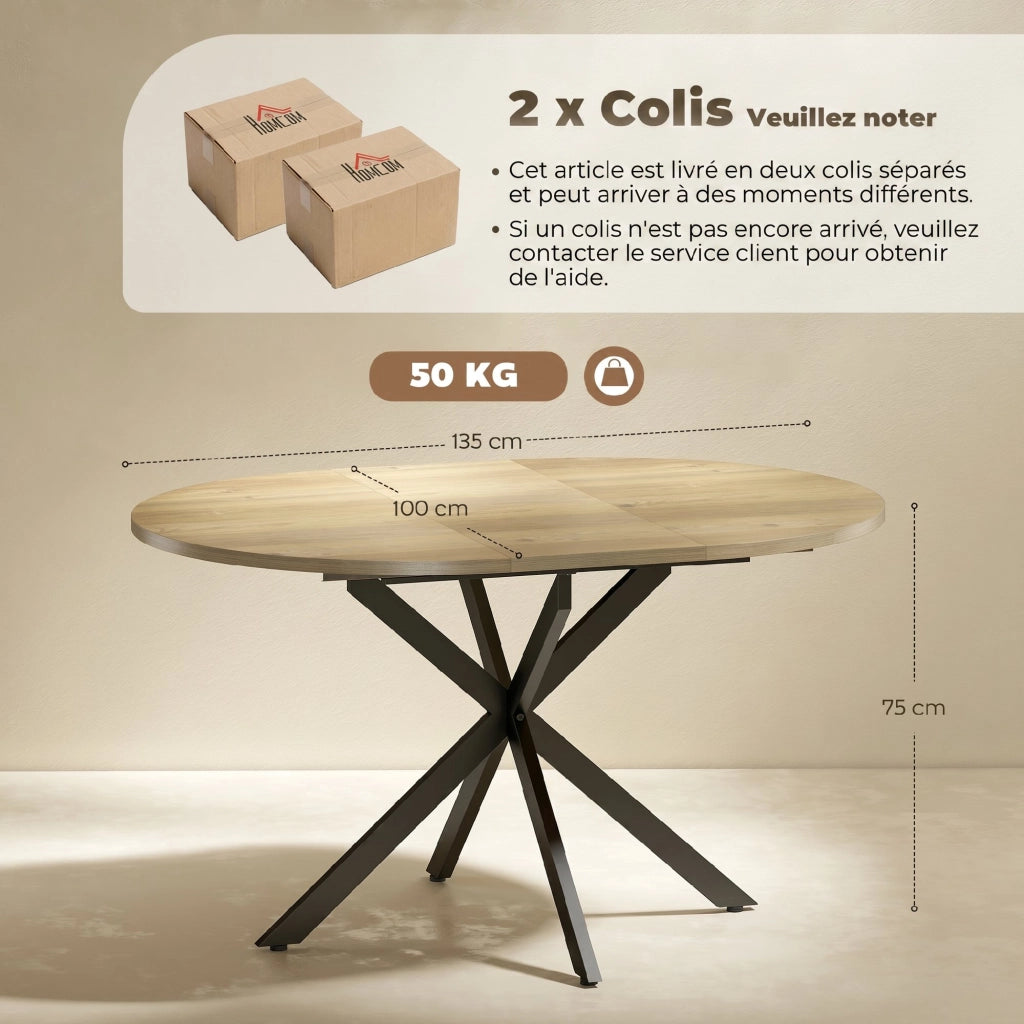 Tavolo da pranzo allungabile ovale 4-6 persone ¨C Xylo ¨C effetto legno naturale 100-135 cm