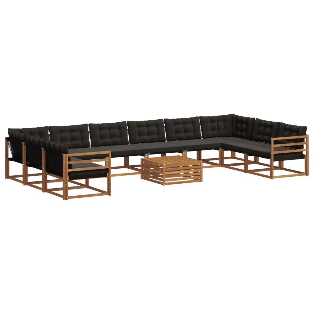 Set di divani da esterno con cuscino 11 pcs Naturale e Nero 3369903