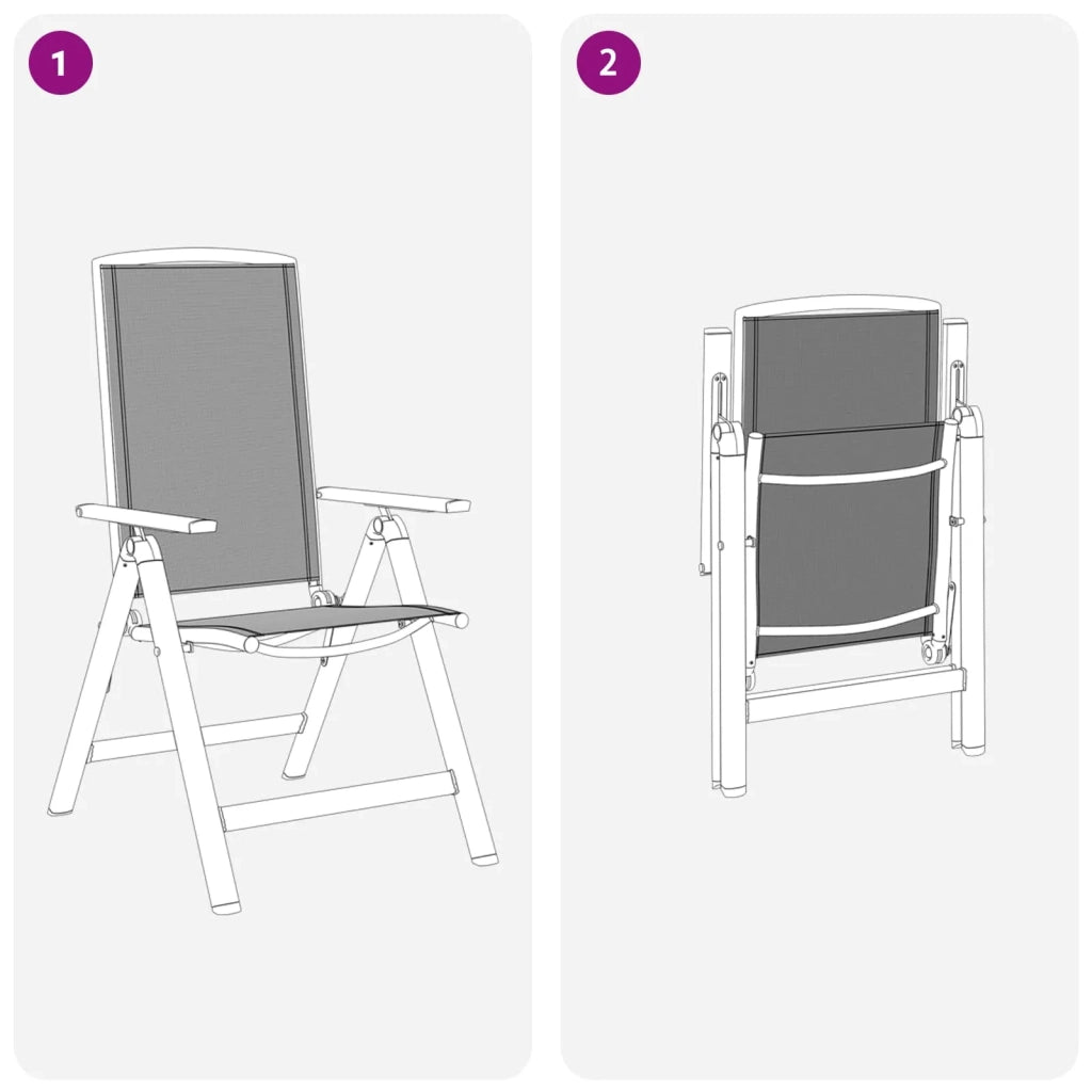 Sedie da giardino reclinabili 2 pcs Nero 58 x 71 x 112 cm 42030042