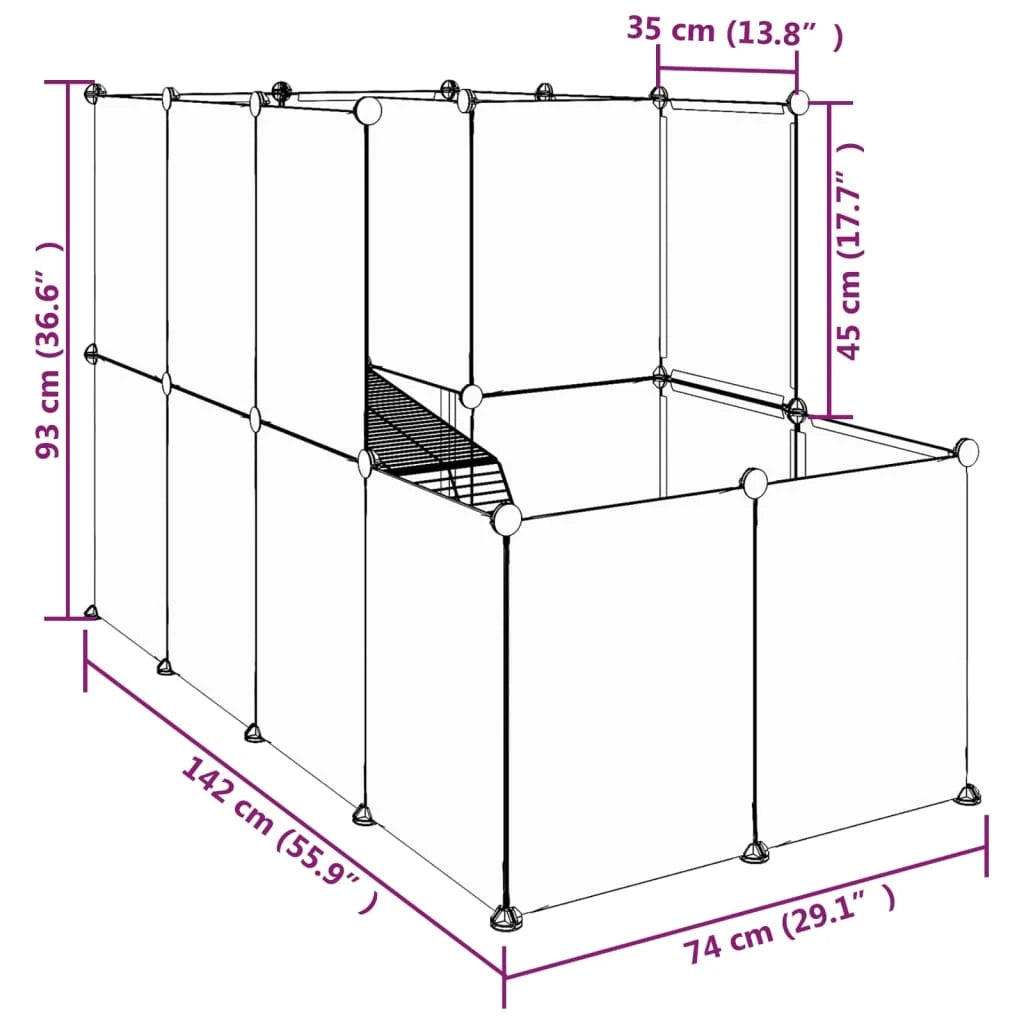 Gabbia trasparente per piccoli animali 142 x 74 x 93 cm PP e acciaio Trasparente 02_0041651