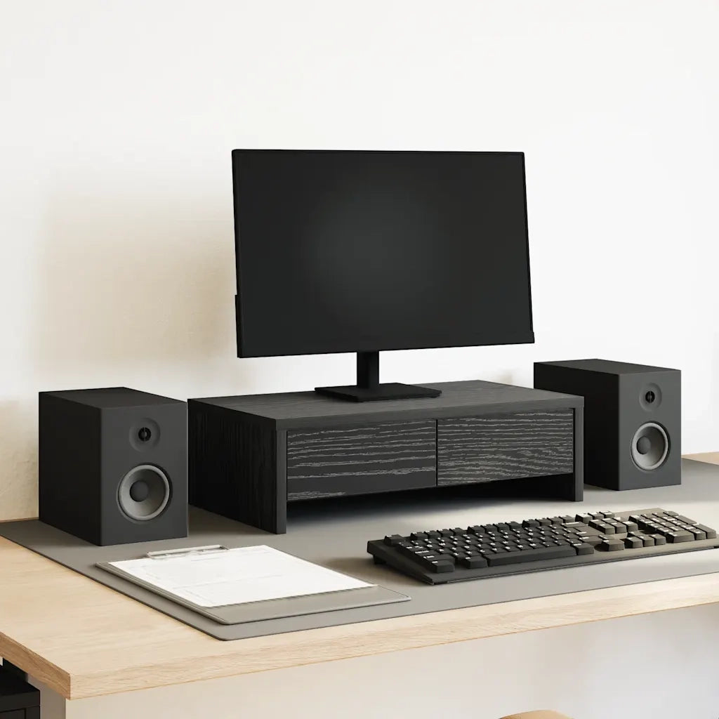 vidaXL Supporto Monitor con Cassetti Rovere Nero 50x27x15cm Truciolato