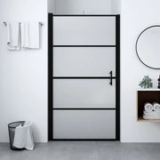 Porta per Doccia in Vetro Temperato Smerigliato 100x178 cm Nero 146663