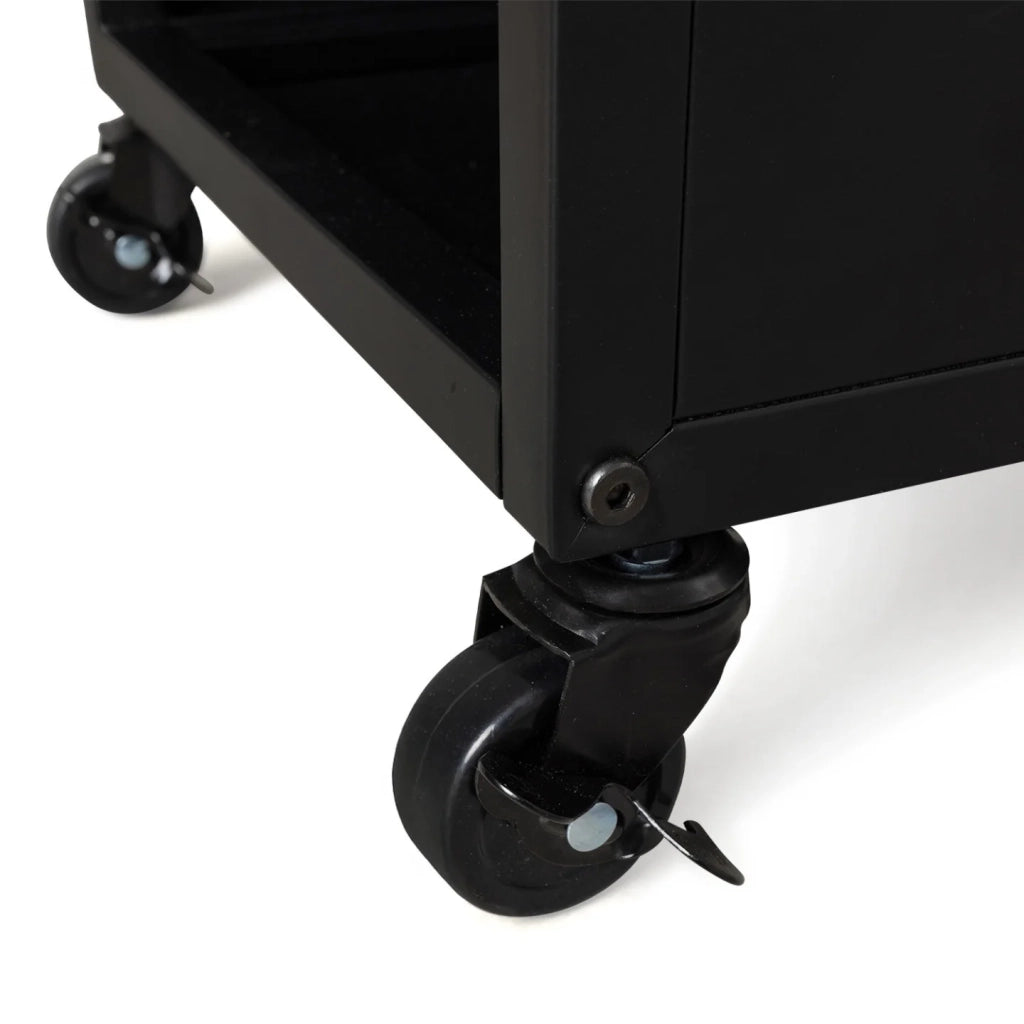 IDMarket - Portaceppi verticale in acciaio nero massiccio H. 119 CM per caminetti con rotelle
