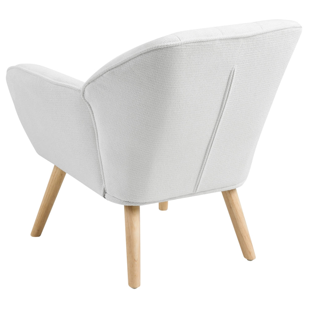 Poltrona in tessuto beige chiaro in stile retrò Rivestimento idrorepellente Gambe in legno di gomma con braccioli