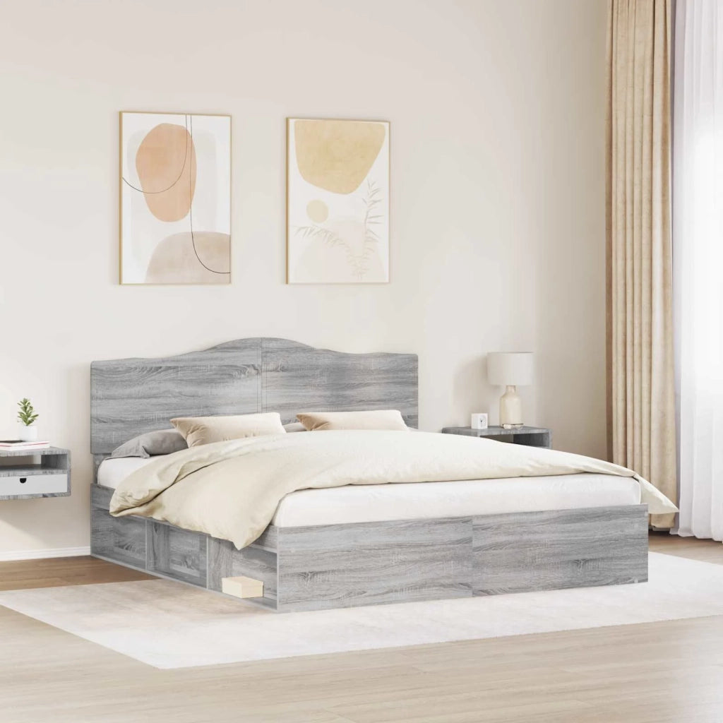 Struttura del letto Grigio Sonoma 200 x 200 cm Pino massello