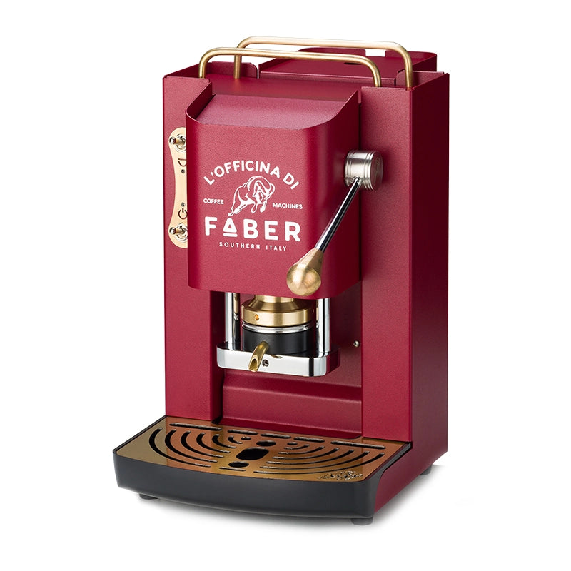 FABER PRO DELUXE ROSSO CILIEGIA - MACCHINA PER CAFFE'' - PRESSACIALDA IN OTTONE - ELETTROVALVOLA E TERMOSTATO 95 - TELAIO IN ACCIAIO