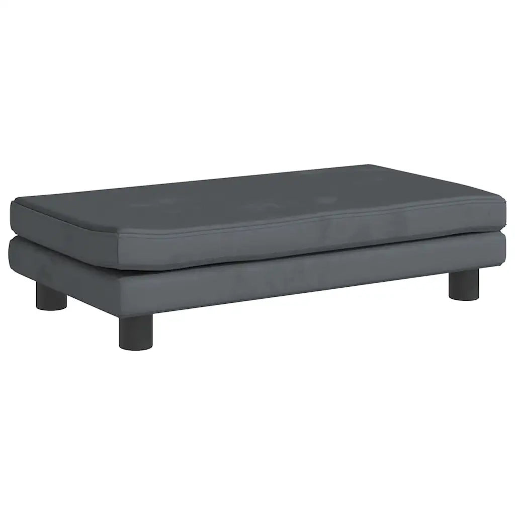 Divano Bambini Poggiapiedi-Sofa-Divanetto Bambini Grigio Scuro 100x50x30 cm Velluto