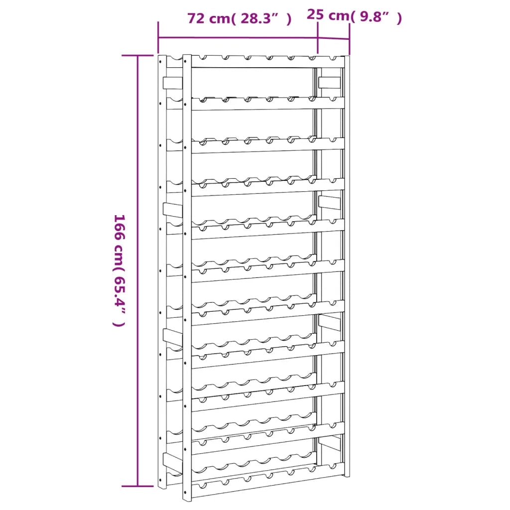 Portabottiglie per 77 Bottiglie Marrone Legno Massello di Pino 373394
