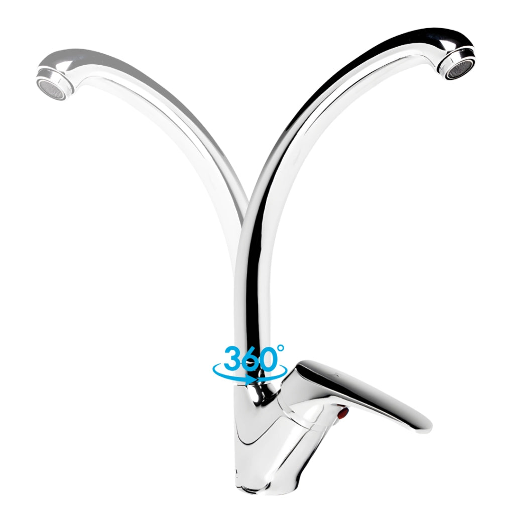 Miscelatore monoforo ottone cucina lisbona allungato erogazione orientabile *** finitura- cromo lucido, confezione 1