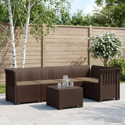 Divano da Giardino 5 Posti con Cuscini Stile Rattan PP Marrone 3444076
