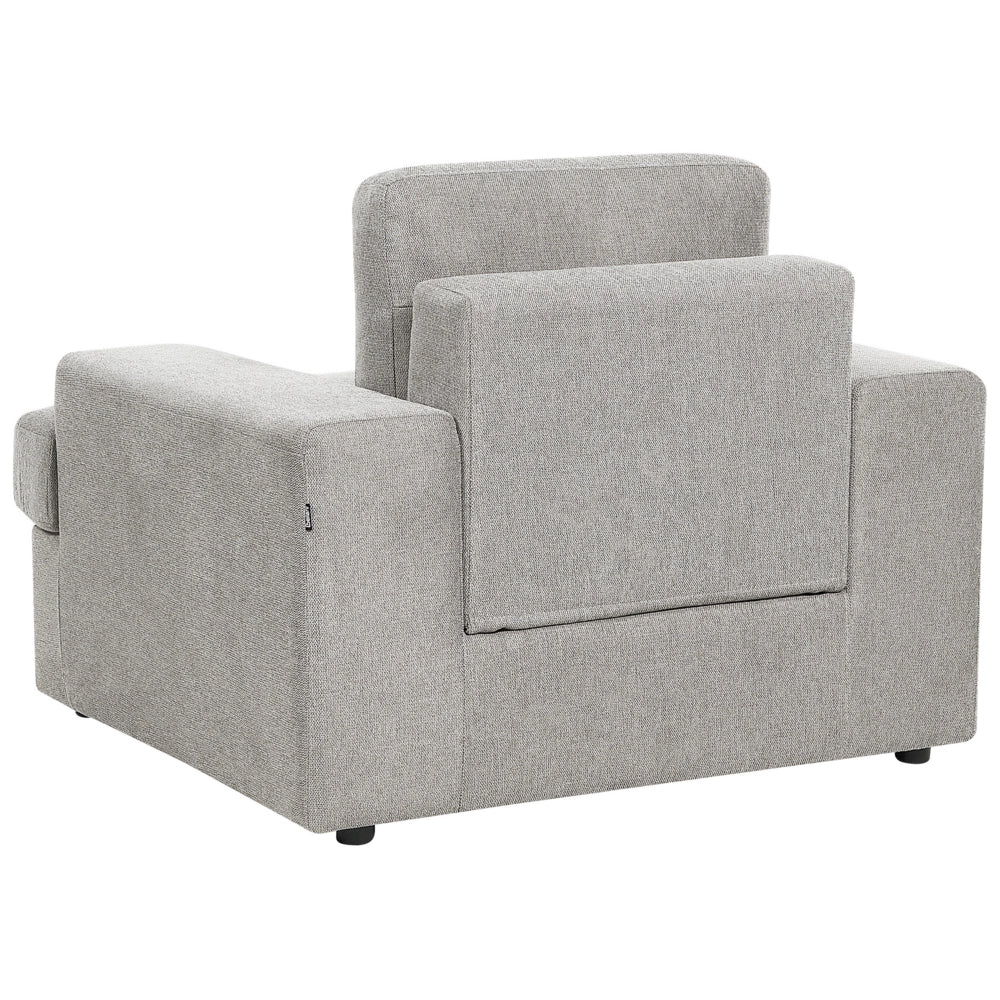 Set da salotto in tessuto grigio chiaro imbottito a 4 posti con poltrona, schienale imbottito, divano classico per il soggiorno.