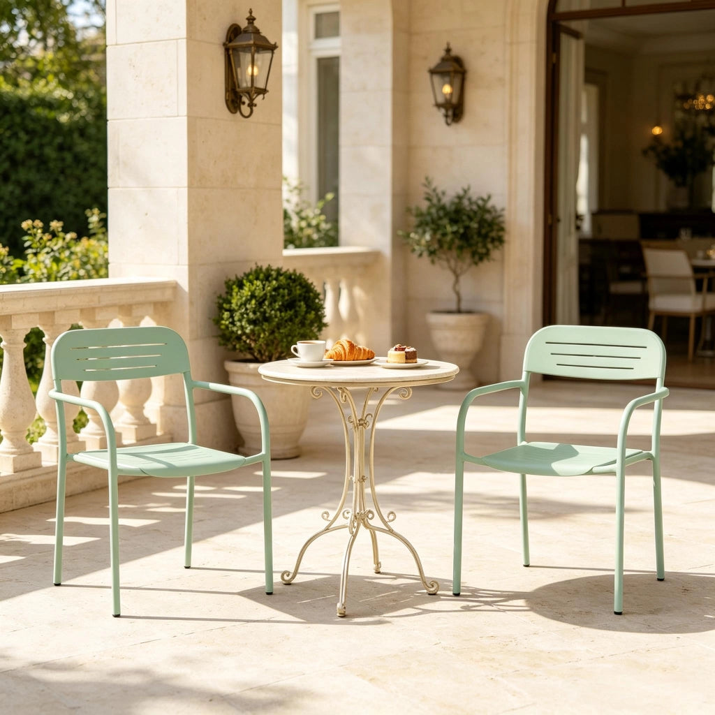 SEDIE DA GIARDINO Set 2 pezzi 56x58x78 cm Metallo Verde impilabili