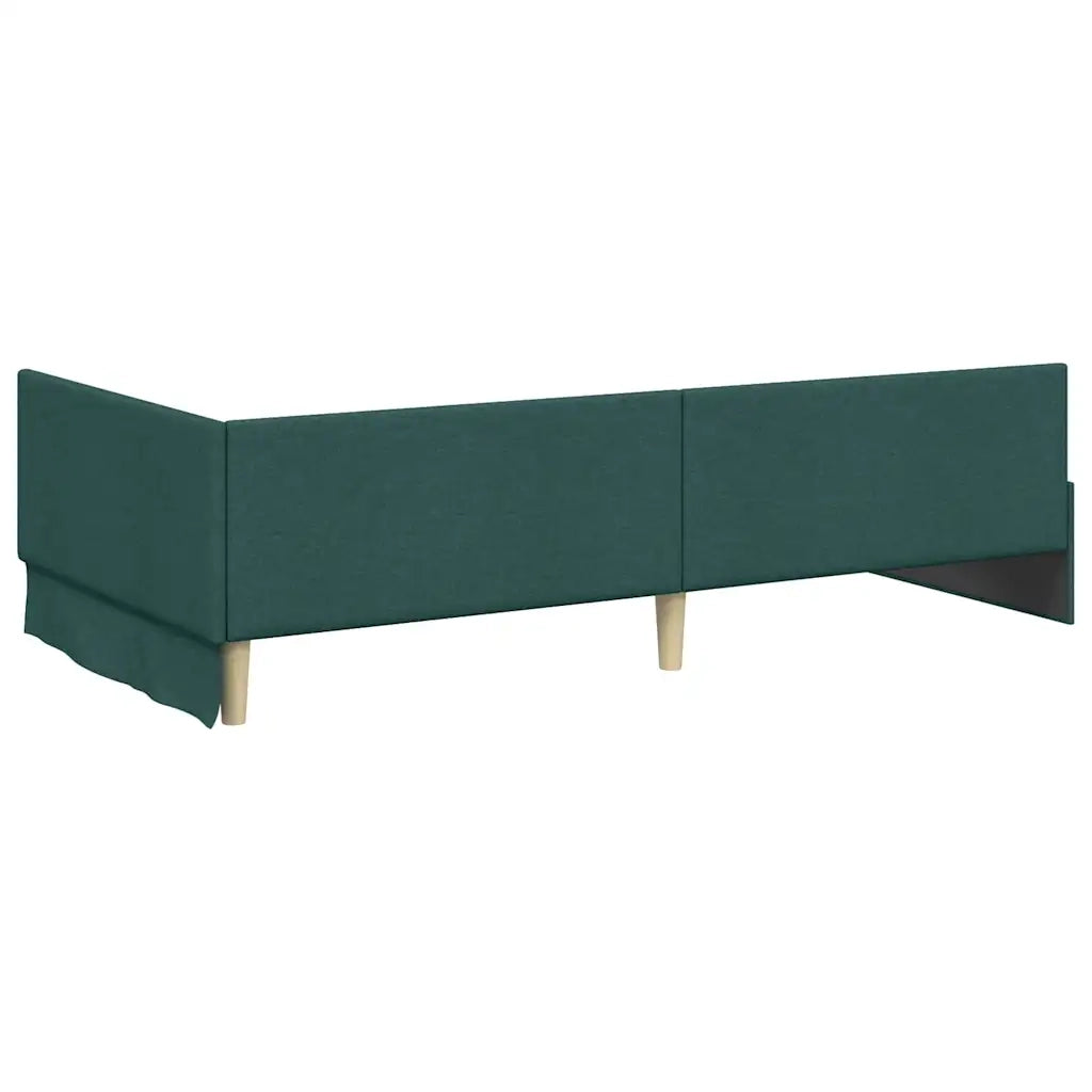 Cornice del letto ad angolo Verde Scuro 90 cm x 200 cm Tessuto