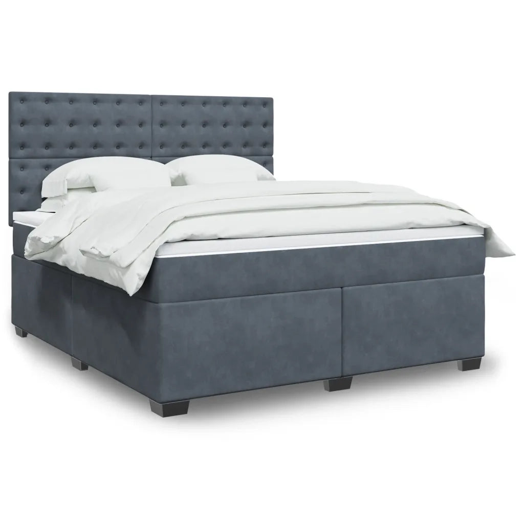Giroletto a Molle con Materasso Grigio Scuro 180x200 cm Velluto 3293291