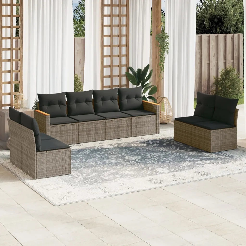 Set Divano da Giardino 8 pz con Cuscini Grigio in Polyrattancod mxl 89054