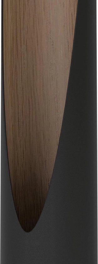 Lampada da pavimento LED elegante con luce indiretta - 1 pezzo - acciaio nero e legno naturale - 137 cm