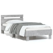 Giroletto con Testiera e LED Grigio Cemento 75x190 cm 838753
