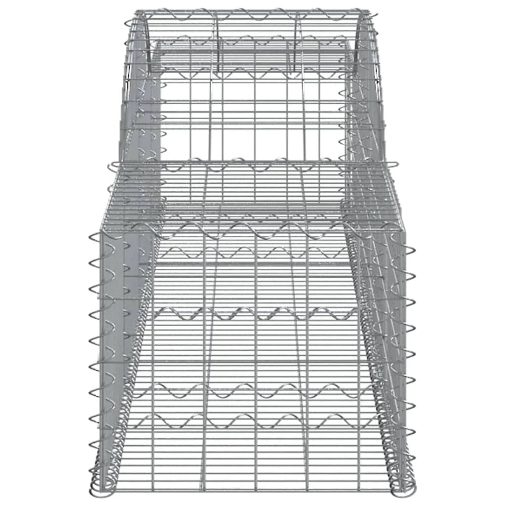 Cestini gabbioni recinzione a gabbia muro di contenimento ad arco 6 pezzi 300 x 50 x 40/60 cm ferro zincato argento 02_0041028