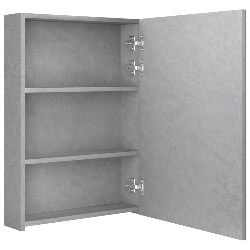 Mobiletto da bagno con specchio LED 50 x 13 x 70 cm grigio 02_0006604