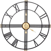 Orologio da parete moderno - cifre romane in oro antico nero - molto silenzioso - orologio metallico