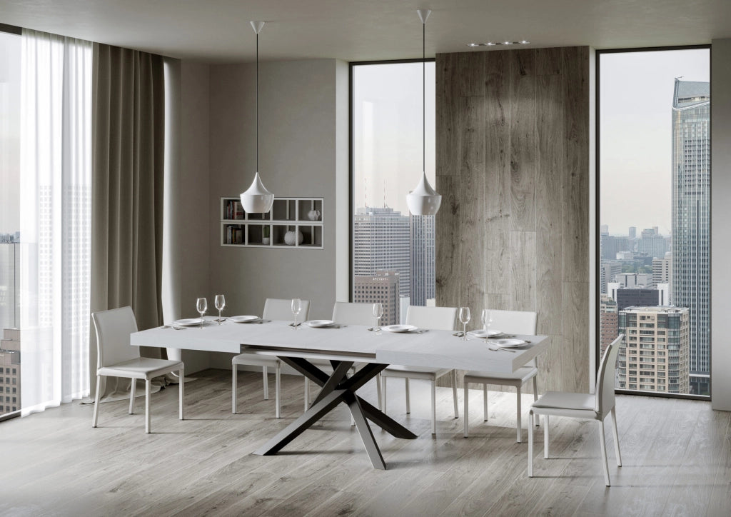 Tavolo allungabile 90x200/460 cm Volta bianco frassino telaio Antracite