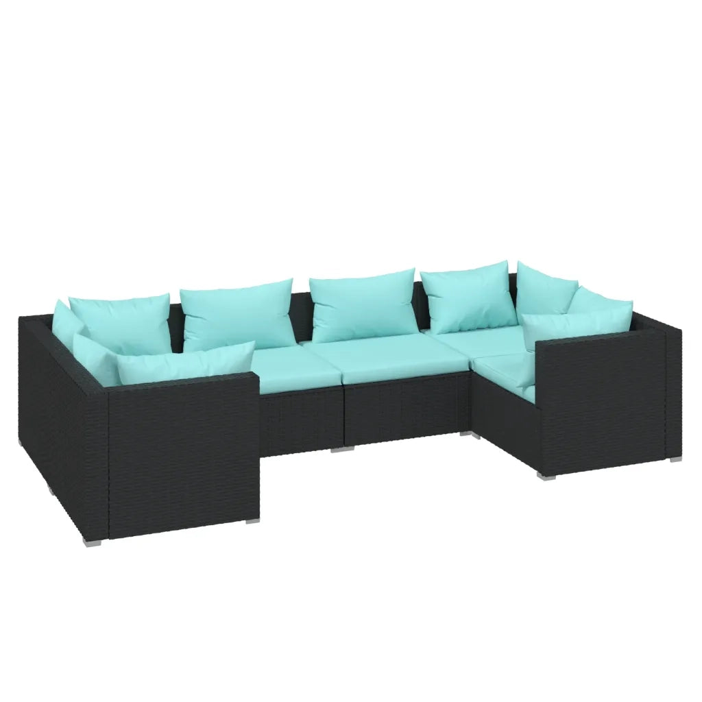 Set Divani da Giardino 6 pz con Cuscini in Polyrattan Nero cod mxl 39988