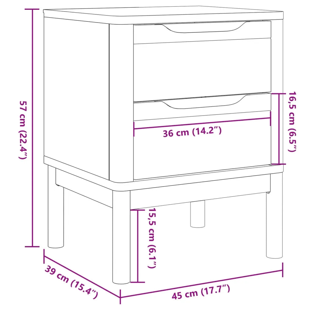 Comodino | Armadio da Notte | Mobiletto da notte FLORO Marrone Cera 45x39x57 cm Legno di Pino