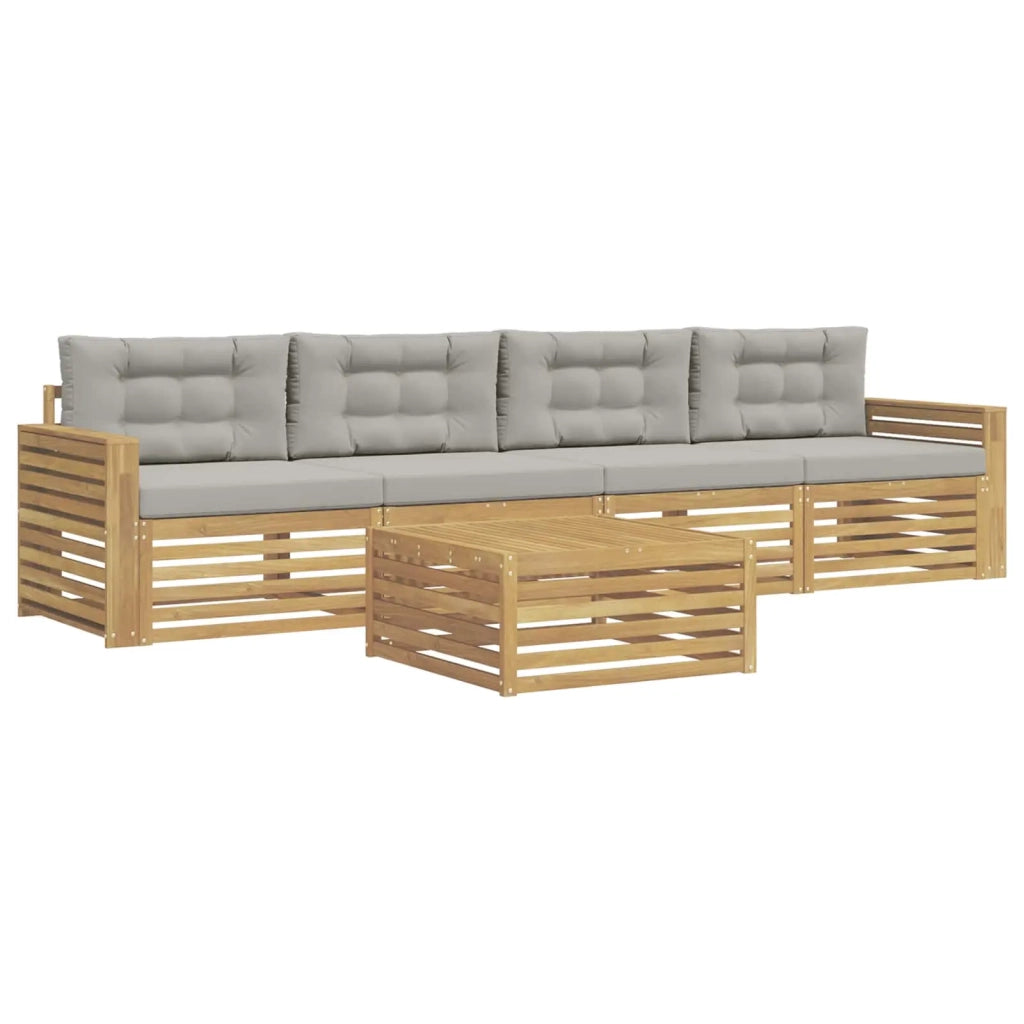 Set di divani da esterno 5 pcs Bianco e Grigio Chiaro 3390011