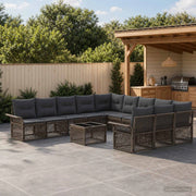 Set Divano da Giardino 12 pz Grigio polyrattan 3434972