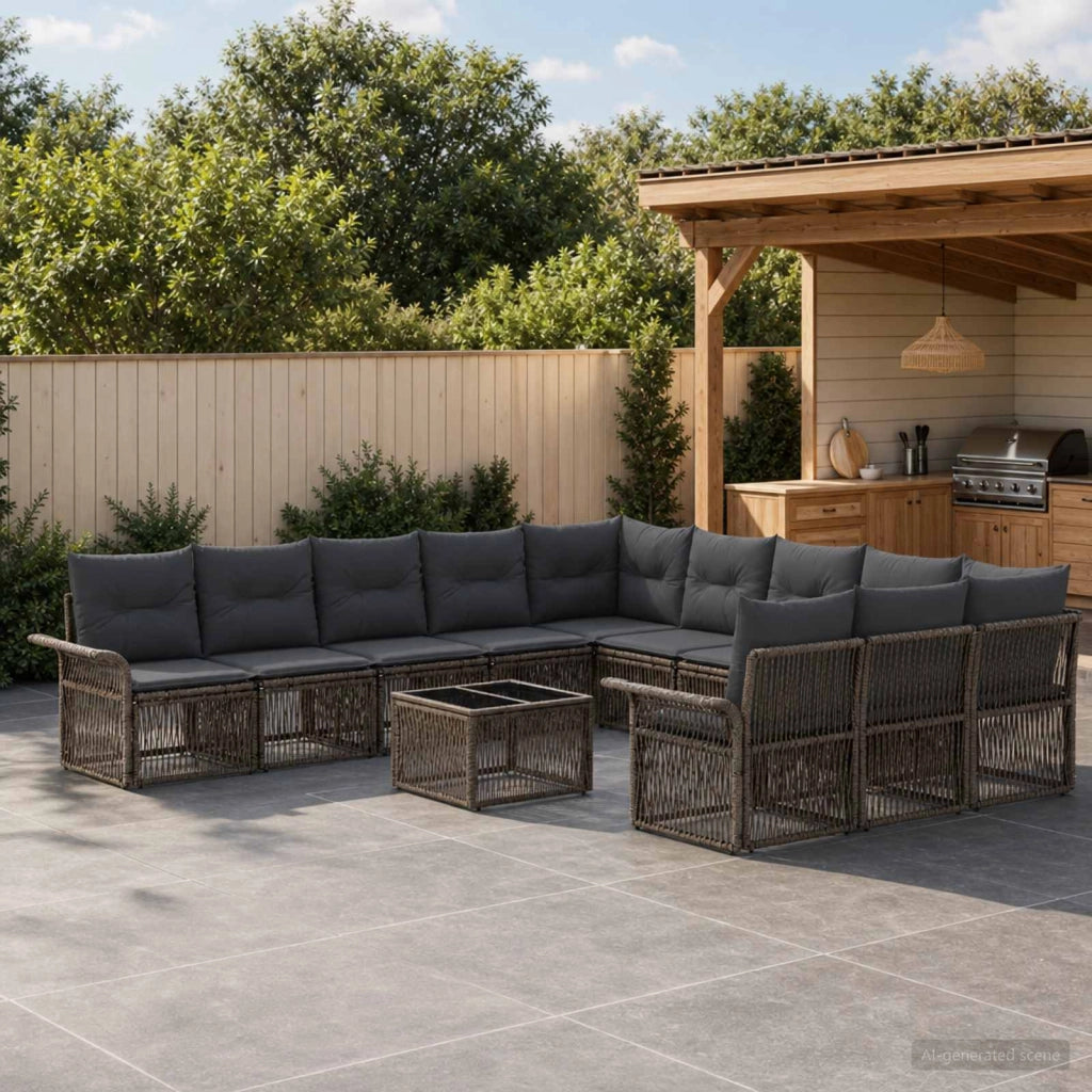 Set Divano da Giardino 12 pz Grigio polyrattan 3434972
