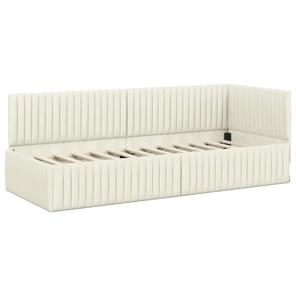 Cornice del letto ad angolo Crema 80 cm x 200 cm Velluto 42016253