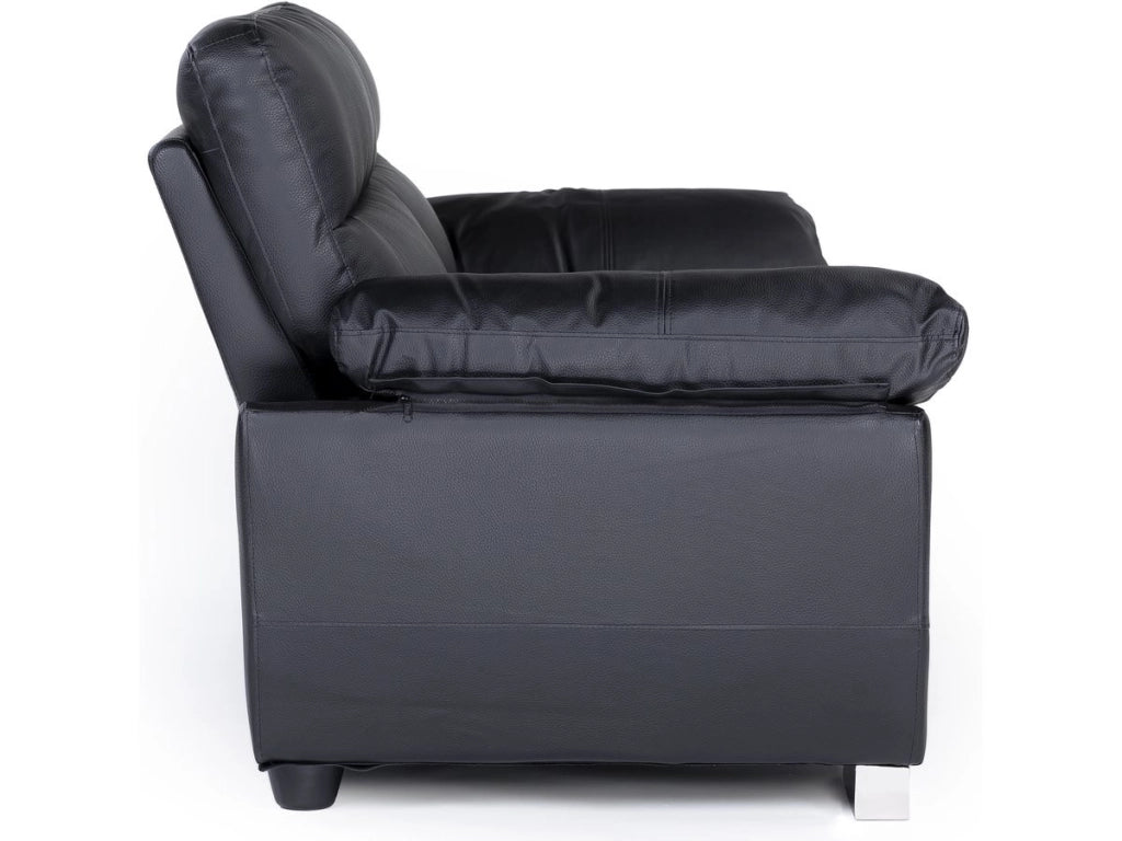 Divano in pelle rigenerata / PVC "DALLAS" - 169 x 88 x 90 cm - 2 posti - Nero
