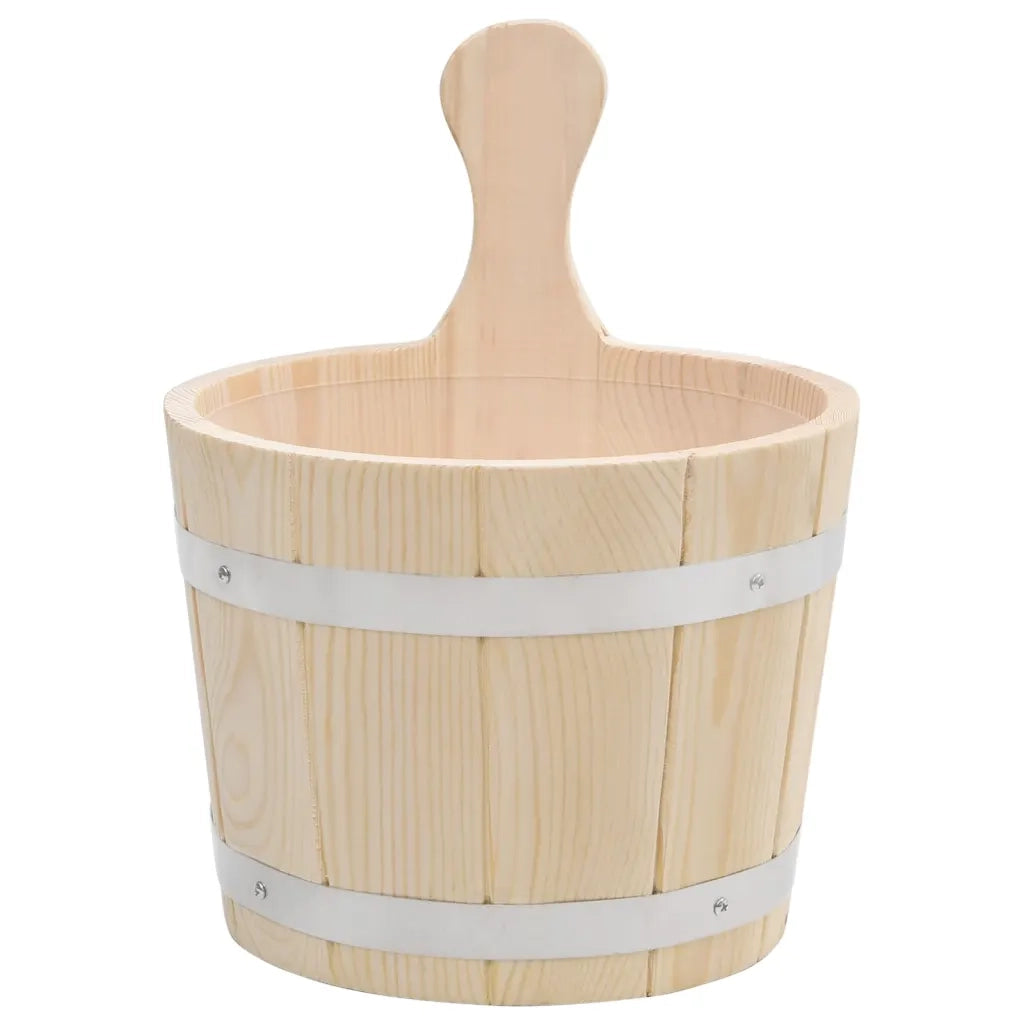Set Secchiello e Mestolo da Sauna in Legno Massello di Pino CFW9316406