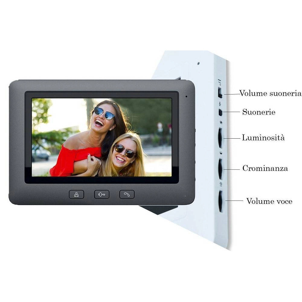 Trade Shop - Kit Videocitofono Monofamiliare Monitor 7'' Telecamera Apriporta Rlc07 -