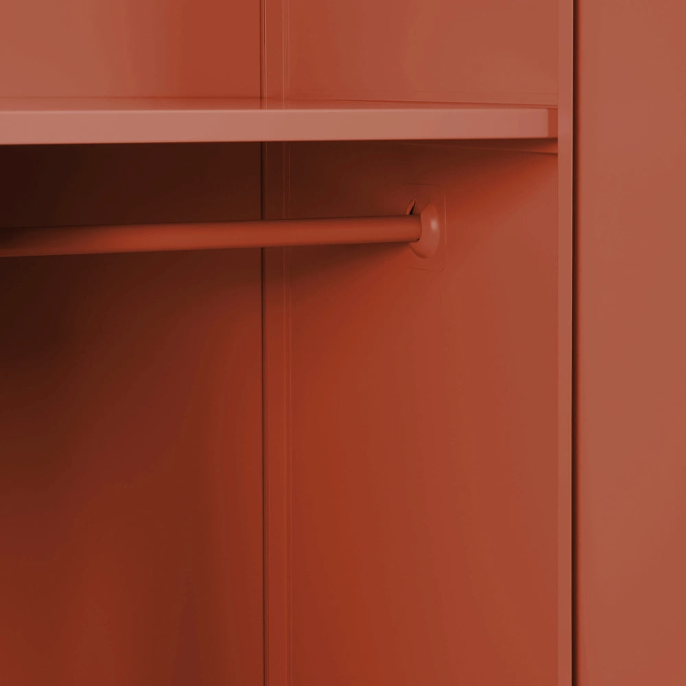 Mobile contenitore in acciaio marrone dorato con 2 ante e 3 ripiani design industriale per ufficio domestico tonalità Cashmere