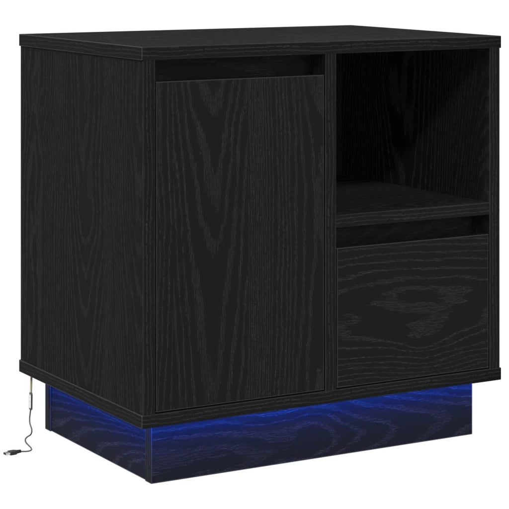 Armadio da Notte con cassetto Rovere Nero 50 x 34,5 x 50 cm. 869580