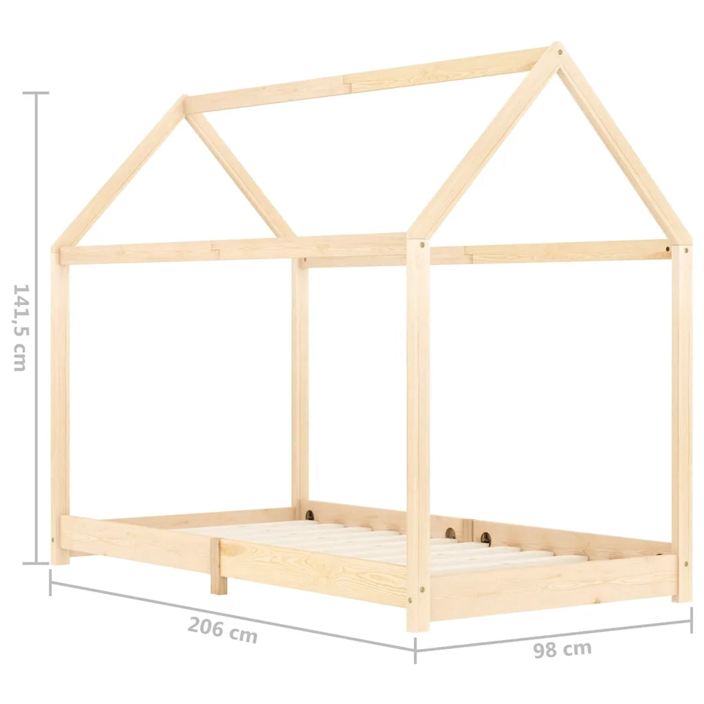 Giroletto per Bambini in Legno Massello di Pino 90x200 cm 283348
