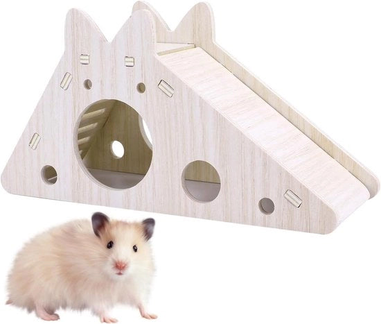 Casetta per hamster con scala e toboga - Nascondiglio per ratti - Giochi per piccoli animali - Accessori per gabbia per roditori - Gabbia per piccoli animali da realizzare da sé